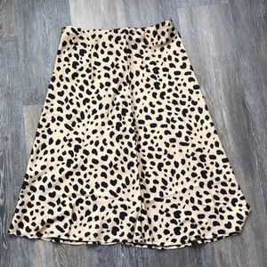 Leopard animal print satin skirt